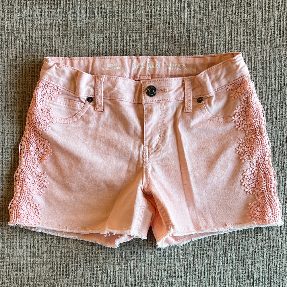Cat + Jack Pink Lace Trim Jean Shorts